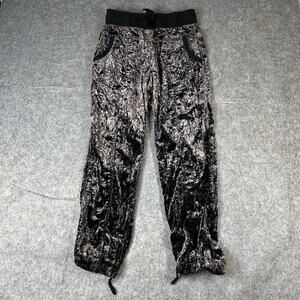 Marrakech Anthropologie Pants Womens Small Velvet Joggers Black Paisley
